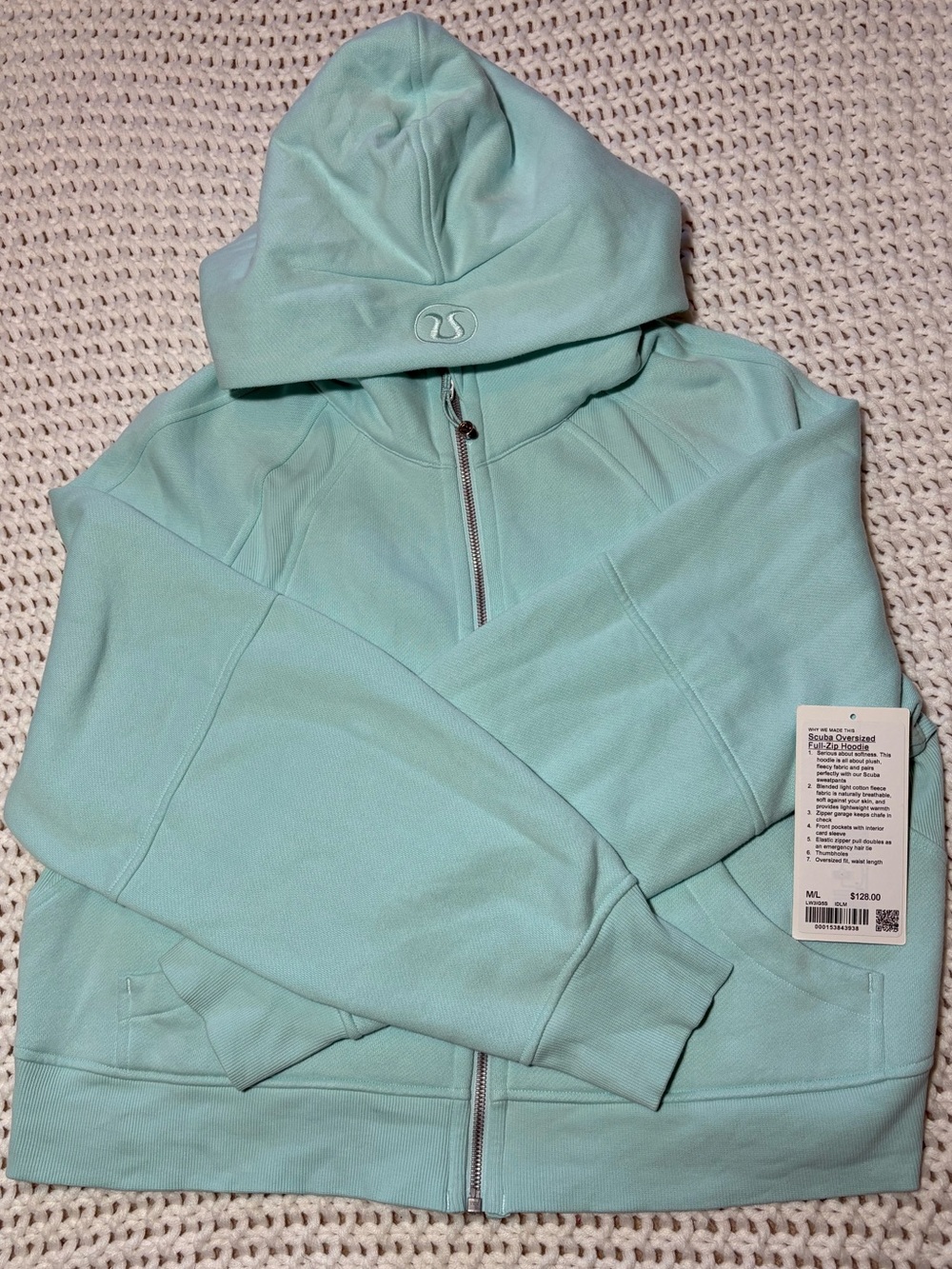 lululemon ideal mint scuba oversized half zip hoodie size m/l